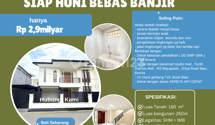 Rumah Murah 2Lt di Turangga Kodya Bandung Siap Huni Bebas Banjir