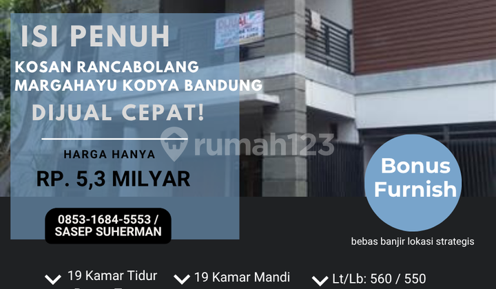 Fully furnished boarding house in Rancabolang, Margahayu, Bandung City, strategic location, flood-free. 1