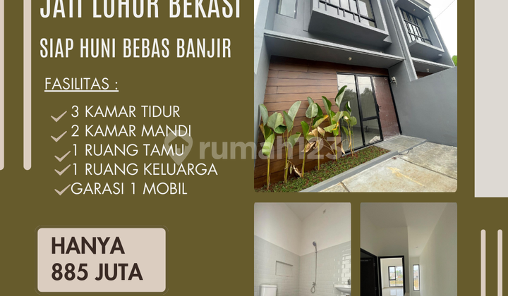 Rumah 2Lantai Non Cluster Bebas Banjir Siap Huni di Jati Asih