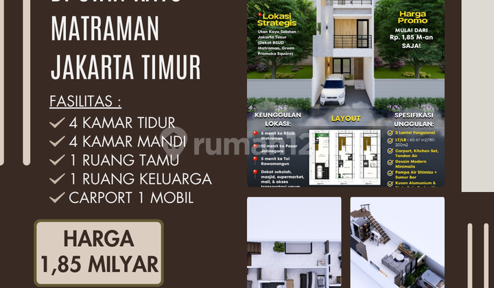 New 3-Story Premium Progressive House in Utan Kayu, Matraman, East Jakarta