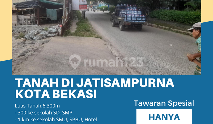 tanah 6.300 meter, jalan raya besar bisa 2 mobil jatisampurna kota bekasi strategis bebas banjir tanah 6.300 meter, jalan raya besar bisa 2 mobil jatisampurna kota bekasi strategis bebas banjir