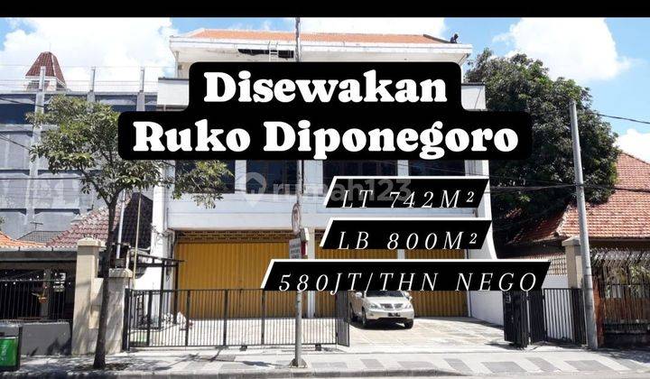 DISEWAKAN RUKO 3 LANTAI RAYA DIPONEGORO STRATEGIS RAMAI [135] 1