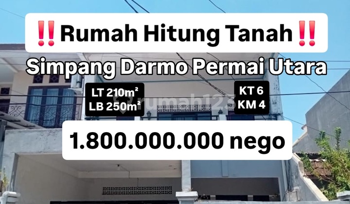 Rumah Hitung Tanah 2 Lantai Simpang Darmo Permai Utara Sby [713]