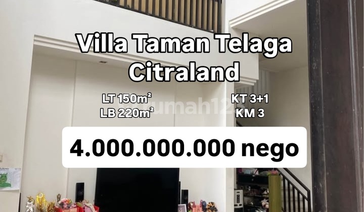 Rumah 2 Lantai Furnish Citraland Cluster Villa Taman Telaga [655]