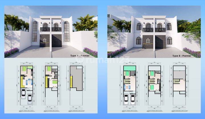 Rumah 2½ lantai dengan private pool lokasi premium dekat pintu tol 2