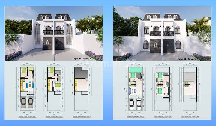 Rumah 2½ lantai dengan private pool di lokasi premium dekat pintu tol cijago Depok 2