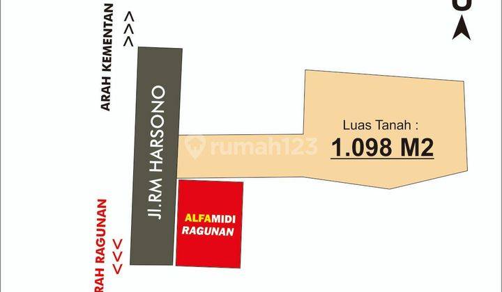 Jual Tanah Murah Sekali Daerah Premium Bonus Bangunan. Mainroad RM Harsono. 2