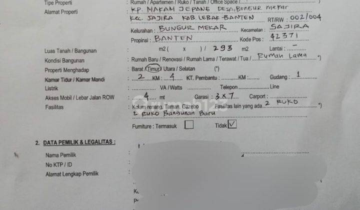 Rumah 4KT + 2 Ruko Baru Dijual di Lebak Banten 2