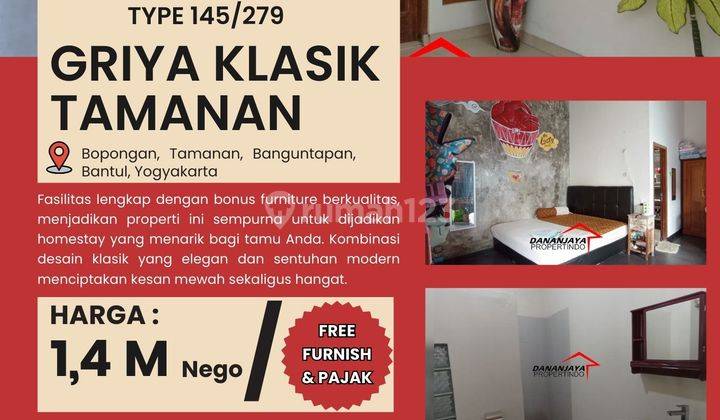 Rumah Strategis Dekat Uad, Legalitas Shm, Free Pajak Furnish 1