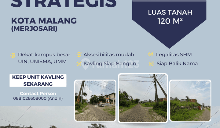 Tanah di Merjosari, Kota Malang SHM 120 m² Siap Bangun  1