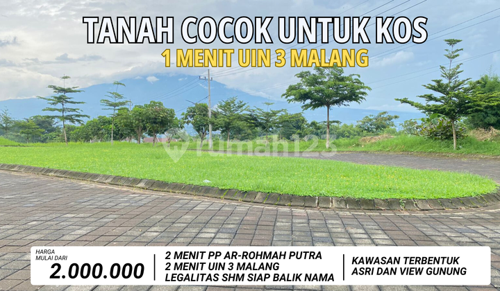 TANAH 1 MENIT UIN 3 MALANG SHM COCOK UNTUK KOS