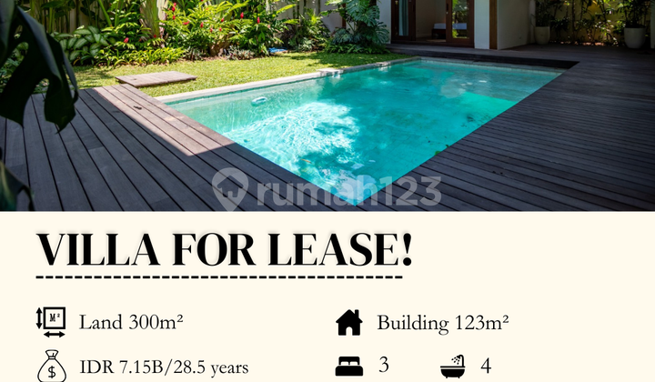 For Lease: New 3-Bedroom Villa in Sanur Beachside, 28.5 Years