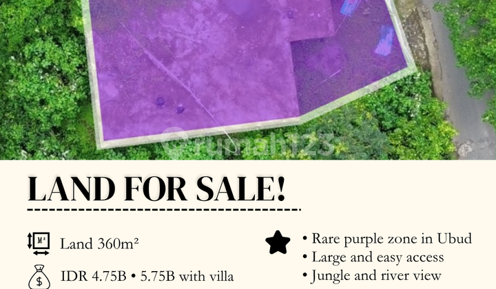 For Sale Rare Purple Zone Ubud Jungle And River View For Sale Rare Purple Zone Ubud Jungle And River View