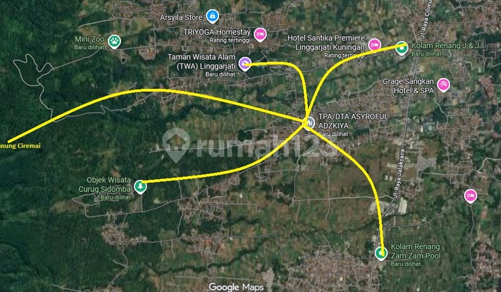 Lot suitable for an Inn near the Linggar Jati Tourist Area, Kuningan