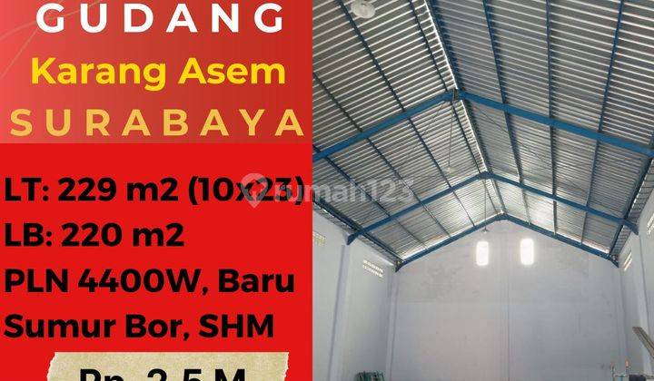 Gudang Baru Murah Strategis Karang Asem Gardu Pln Surabaya 1