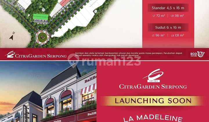Ruko Madeleine Citragarden Serpong Only 2m! Free Ppn & Dp 0%