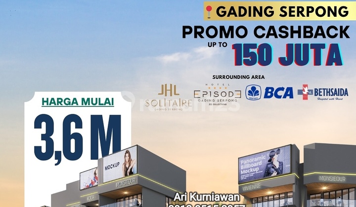 Ruko 3 Lantai Maxim Square Dagingnya Komersial Gading Serpong 