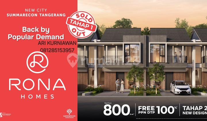 New Launching Summarecon Tangerang Rona Homes Tahap 2 Free PPN & Siap Huni New Launching Summarecon Tangerang Rona Homes Tahap 2 Free PPN & Siap Huni