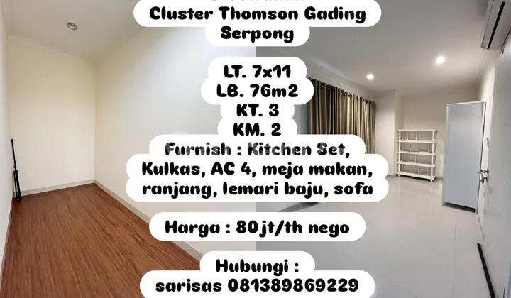 Rent Thomson Gading Serpong Tangerang Near the City Center Rent Thomson Gading Serpong Tangerang Near the City Center