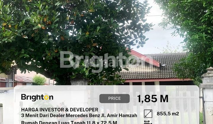 Tanah ukuran 11,8 x 72,5 M Inti Kota Daerah Jalan Adam Malik .Harga Investor 