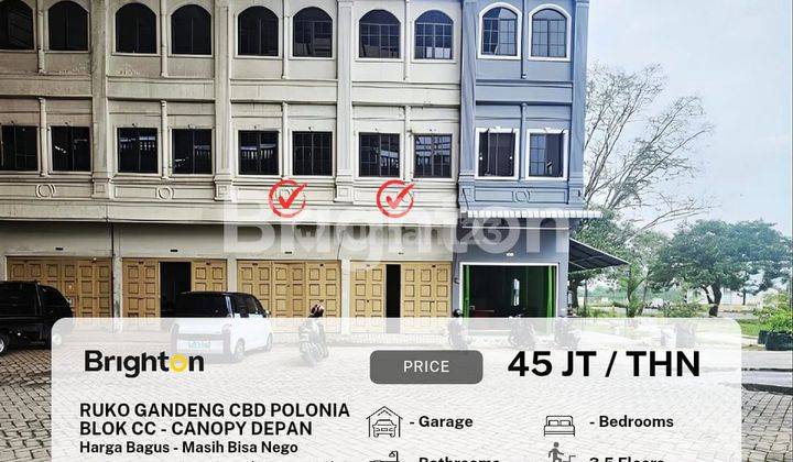 Disewakan Harga Sangat Bagus Dan Masih Bisa Nego ,Ruko Kosong ( Gandeng l Perunit ) Cocok Untuk Gudang,kantor Ato Cafe  Komplek CBD Polonia 1