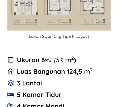 Dijual - Lavon Tipe F, Swan City Dijual - Lavon Tipe F, Swan City