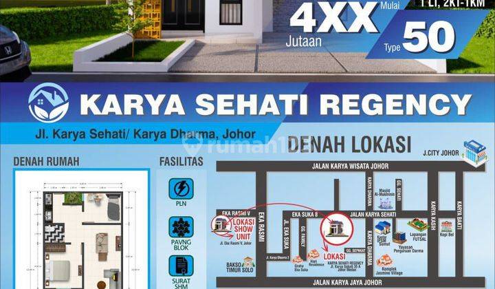 Di Jual Perumahan Karya Sehati Regency, Dekat Ke Kafe, Moll , Taman Johor, Kantoran, Pusat Pajak Tradisional, Wisata Dan Di Jalan Karya Kasih -Eka Darma-Eka Rasmi Medan Johor, Sekolah Sma Johor , Asrama Haji 1