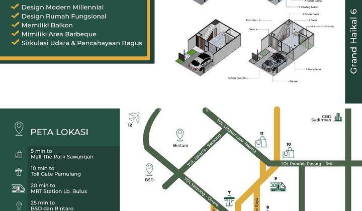 Rumah 3 Lantai Murah Akses Dekat Mall The Park Sawangan, Depok 2