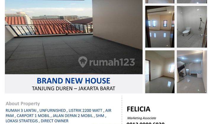 Dijual Rumah 3 Lantai Dekat Perkantoran di Tanjung Duren 1