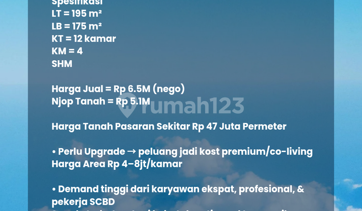 Boarding House One Step to SCBD Price Close to NJOP 1