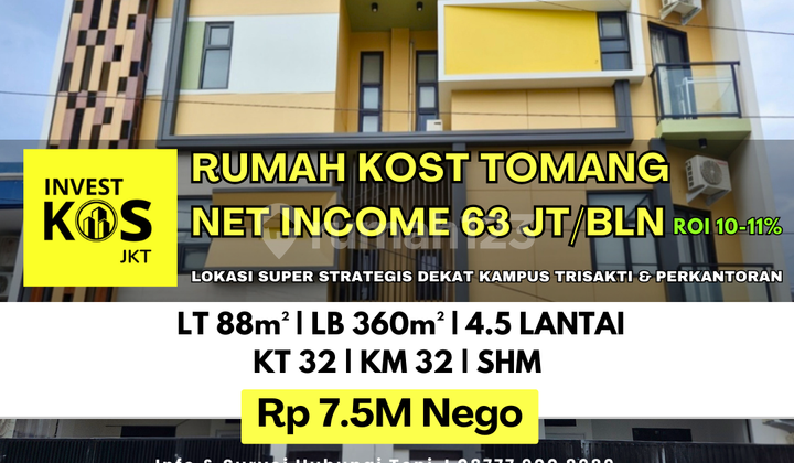 Rumah Kost Tomang Roi 11% Net Income 62 Juta Perbulan Rumah Kost Tomang Roi 11% Net Income 62 Juta Perbulan