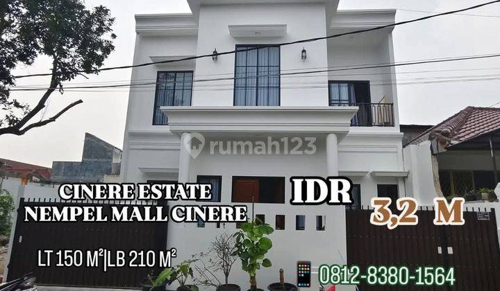 tampak depan rumah mewah semi furnish cinere