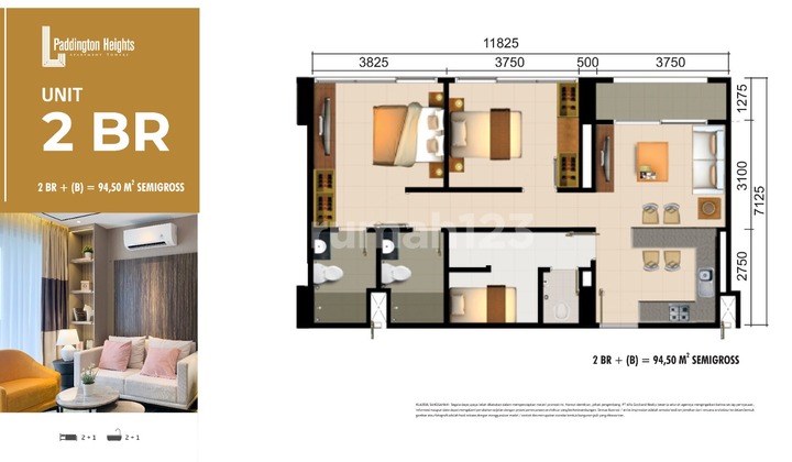Disewakan Paddington Heights 2Br+1 Full Furnished, Alam Sutera