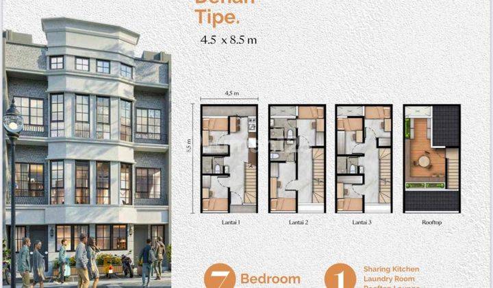 Kost Mewah Cambridge Dormitory PIK2, 7 Kamar Tidur, Furnish  1