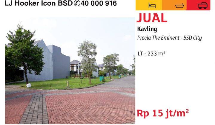 Tanah Kavling 233m2 di Cluster Precia, The Eminent BSD City, BSD Eminent 1