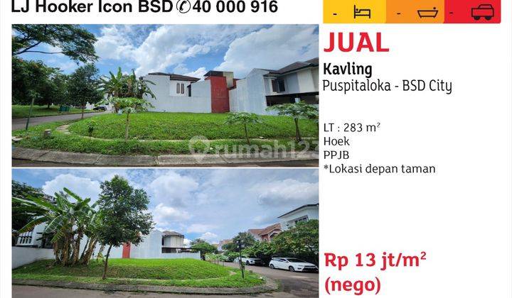 Tanah Kavling 283m2 Hoek di BSD Puspita Loka 1