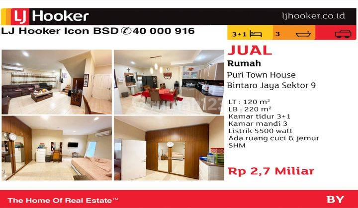  Rumah Dijual di Puri Town House, Sektor 9-Bintaro SHM - Sertifikat Hak Milik 1