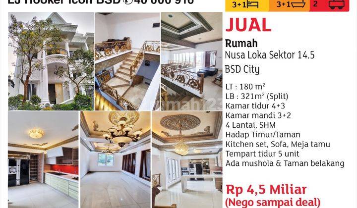 Dijual Rumah 4 Lantai SHM di Nusa Loka BSD City Sektor 14.5 1