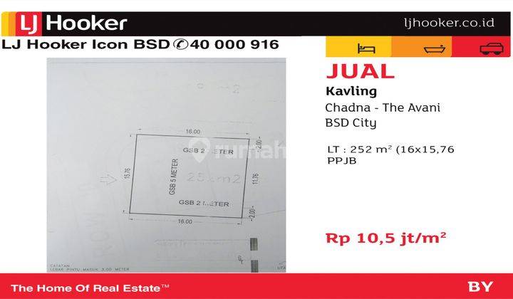 Dijual Tanah Kavling 252m2 di Cluster Chadna, The Avani BSD City, BSD Avani 1