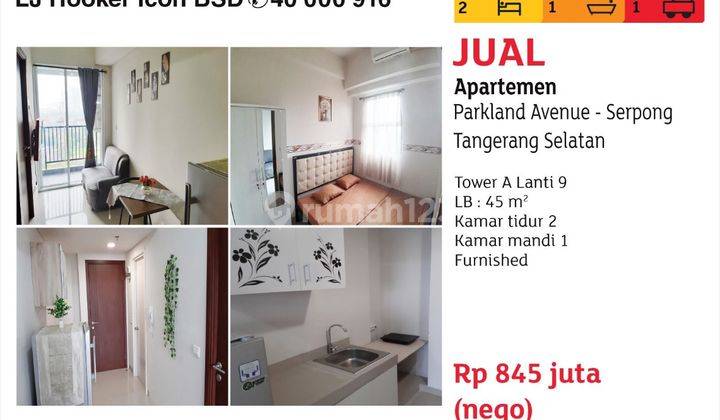 Apartemen 2 Bedroom Furnished View Kolam Renang Siap Huni Bagus Di Parkland Avenue, Serpong Tangerang Selatan 1