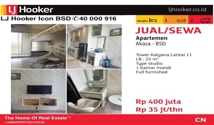  Apartemen Akasa Pure Living Studio Loft Furnished w/ Interior Design Tower Kalyana 1