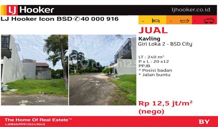 Kavling Tanah 240m2 di Giri Loka 2 BSD, BSD Giri Loka 1