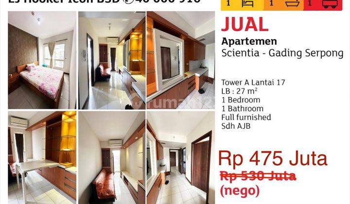 Dijual Rugi!! 1 Bedroom Apartemen Scientia Residence Gading Serpong Full Furnished Nego Sampai Deal!! 1