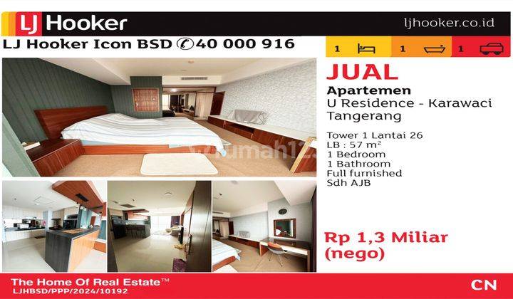 Dijual 1 Bedroom Apartemen U Residence Tower 1 Karawaci Full Furnished Rapi 1