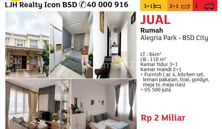 Dijual Rumah Termurah Di Alegria Park Bsd City Selangkah Menuju Tol Bsd 1