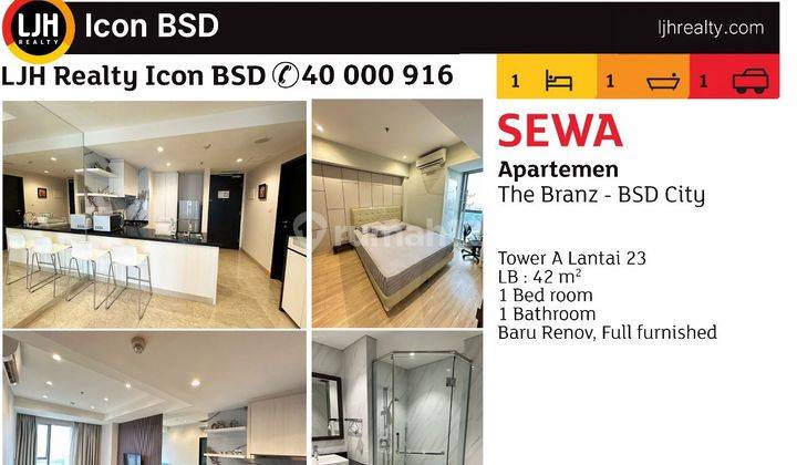 Disewakan 1-Bedroom-Apartement Full Furnished di Branz BSD!  2