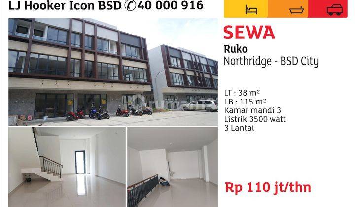 Ruko 3 Lantai Di Northridge Terlihat Dari Jalan Raya, Bsd City 1