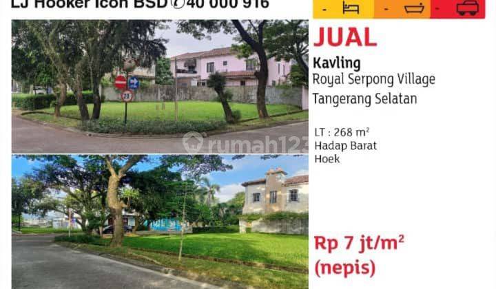 Tanah Kavling 268m2 Hoek di Royal Serpong Village, Tangerang Selatan 1