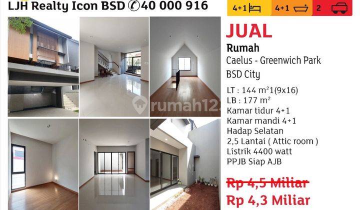  Rumah Baru 2,5 Lantai di Caelus BSD, BSD Green Wich Greenwich 1