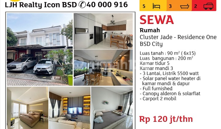For Rent: 3-Story Neat Clean House with Interior Design in Jade Residence One Cluster, BSD City 1